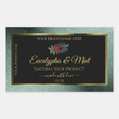 Donkere Blauwgroen zwarte Glitter-productlabels La Rechthoekige Sticker (Voorkant)