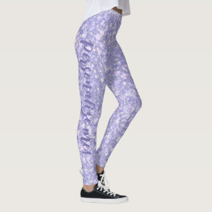 Donkere Bleke Paarse Glitter CUSTOM-TEKST Leggings