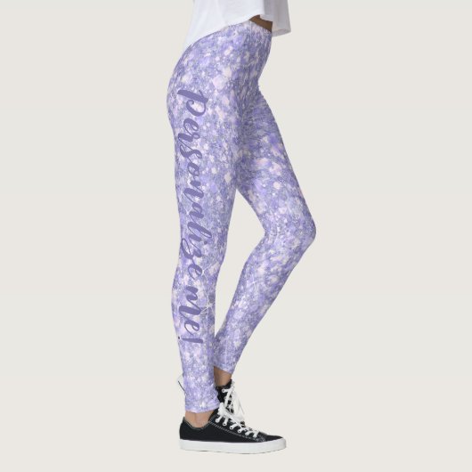 Donkere Bleke Paarse Glitter CUSTOM-TEKST Leggings (Rechts)
