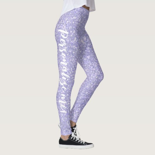 Donkere Bleke Paarse Glitter CUSTOM-TEKST Leggings (Rechts)