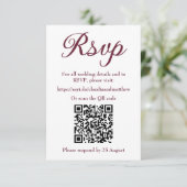 Donkere Bloed Rode Trouwwebsite RSVP met QR-code Kaartje (Staand voorkant)