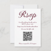 Donkere Bloedrode Trouwwebsite RSVP met QR-code (Voorkant)