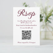 Donkere Bloedrode Trouwwebsite RSVP met QR-code (Staand voorkant)