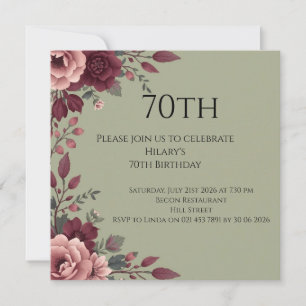 Donkere bloem 70ste verjaardag Elegant avondfeest Kaart