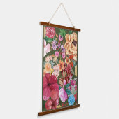 Donkere Bloem Cottage Hangend Wandkleed (Gebogen)