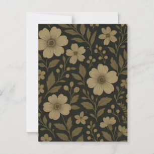 Donkere Bloem CottageCore Botanische Bloemen Moody Briefkaart