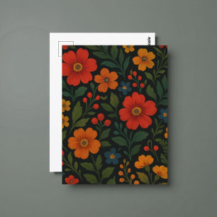 Donkere Bloem CottageCore Botanische Bloemen Moody Briefkaart