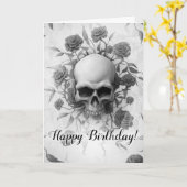 Donkere bloem gotische roos schedel verjaardag kaart (Gele Bloem)