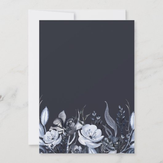 donkere bloem | Moderne Waterverf bruiloft Kaart (Achterkant)