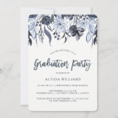 donkere bloem | Moderne Waterverf Graduation Party Kaart (Voorkant)