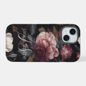 Donkere Bloem Monogram iPhone 15 Case (Achterkant horizontaal)