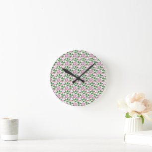 Donkere Bloem Naadloos Patroon Roze Bloemen Groen Ronde Klok