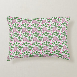Donkere bloem naadloos patroon Roze bloemen Groene Accent Kussen