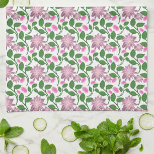 Donkere bloem naadloos patroon Roze bloemen Groene Theedoek