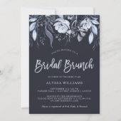 donkere bloem | Waterverf Blue Bridal Brunch Kaart (Voorkant)