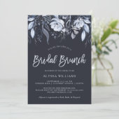 donkere bloem | Waterverf Blue Bridal Brunch Kaart (Staand voorkant)
