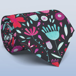 Donkere bloem Waterverf Stropdas