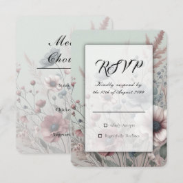 Donkere Bloemblaadjes en Zachte Sereniteit Bloemri RSVP Kaartje