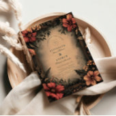 Donkere Bloemen Art Nouveau Huwelijksuitnodiging Kaart