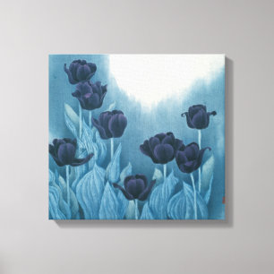 Donkere bloemen canvas afdruk