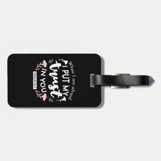 Donkere bloemen Christelijke kunst - Psalm 56:3 Bagagelabel (Achterkant horizontaal)