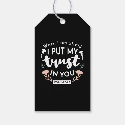 Donkere bloemen Christelijke kunst - Psalm 56:3 Cadeaulabel (Voorkant)