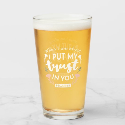 Donkere bloemen Christelijke kunst - Psalm 56:3 Glas (Voorkant gevuld)