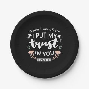 Donkere bloemen Christelijke kunst - Psalm 56:3 Papieren Bordje