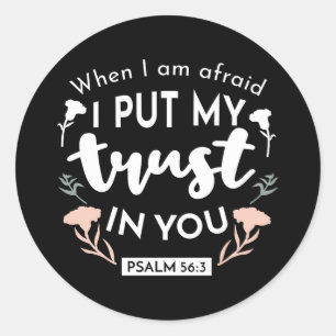 Donkere bloemen Christelijke kunst - Psalm 56:3 Ronde Sticker