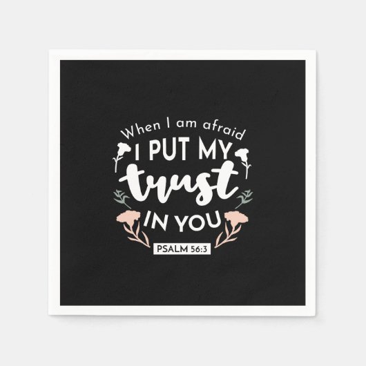 Donkere bloemen Christelijke kunst - Psalm 56:3 Servet (Voorkant)