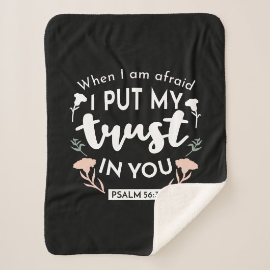 Donkere bloemen Christelijke kunst - Psalm 56:3 Sherpa Deken (Voorkant)