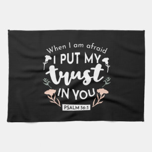 Donkere bloemen Christelijke kunst - Psalm 56:3 Theedoek