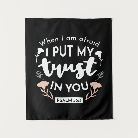 Donkere bloemen Christelijke kunst - Psalm 56:3 Wandkleed (Voorkant)