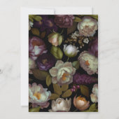 Donkere Bloemen | Elegant Moody Modern Zwart Bruil Kaart (Achterkant)