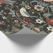 Donkere  bloemen en vogels naadloos cadeaupapier (Hoek)