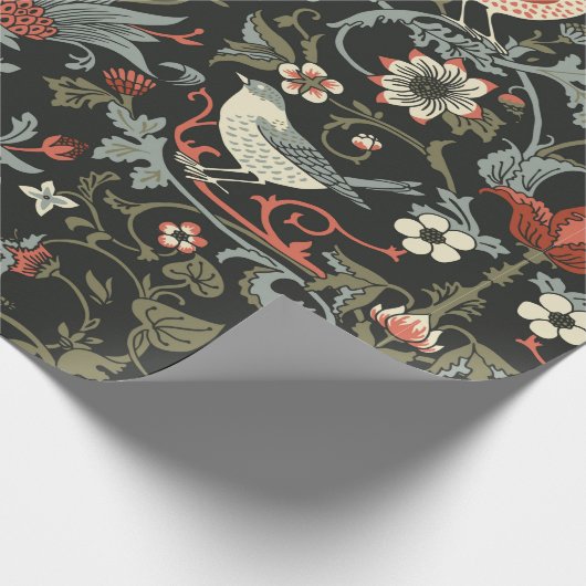 Donkere bloemen en vogels naadloos cadeaupapier (Hoek)