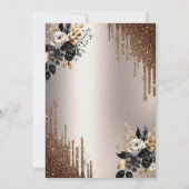 Donkere bloemen Glitter Drips Ivoor Pensioen Parti Kaart (Achterkant)
