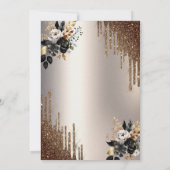 Donkere bloemen Glitter Druppelt Ivoor 70ste Verja Kaart (Achterkant)