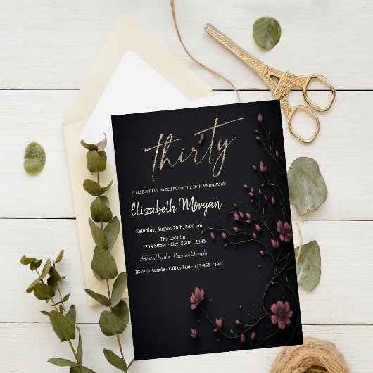 Donkere Bloemen Gothic 30e Verjaardag Kaart