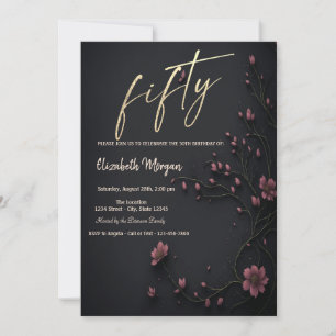 Donkere bloemen Gotische 50e verjaardag Kaart
