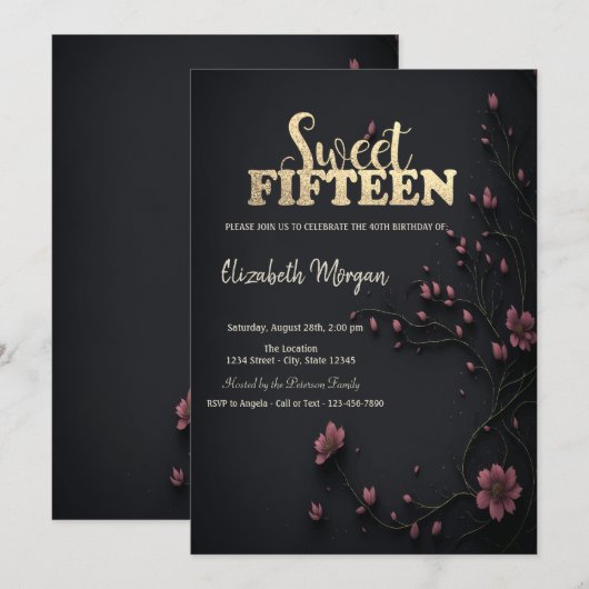 Donkere bloemen Gotische 5e verjaardag Kaart (Voorkant / Achterkant)