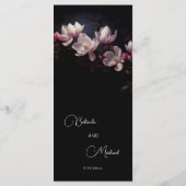Donkere Bloemen Magnolia Bruiloft Menu (Achterkant)