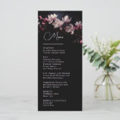 Donkere Bloemen Magnolia Bruiloft Menu (Staand voorkant)
