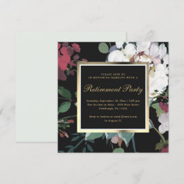 Donkere Bloemen Met Faux Gold Lijst Retirement Par Kaart