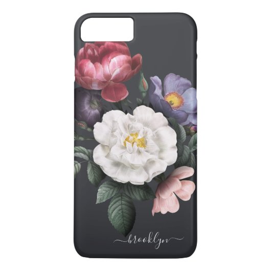Donkere bloemen op zwart | Handtekening Case-Mate iPhone Case (Achterkant)
