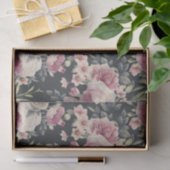 Donkere bloemen op zwart | Logo tissuepapier (Geschenk)