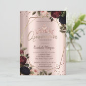 Donkere bloemen Roos Gold Quinceañera Kaart (Staand voorkant)