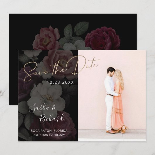 Donkere Bloemen Save The Date (Voorkant / Achterkant)