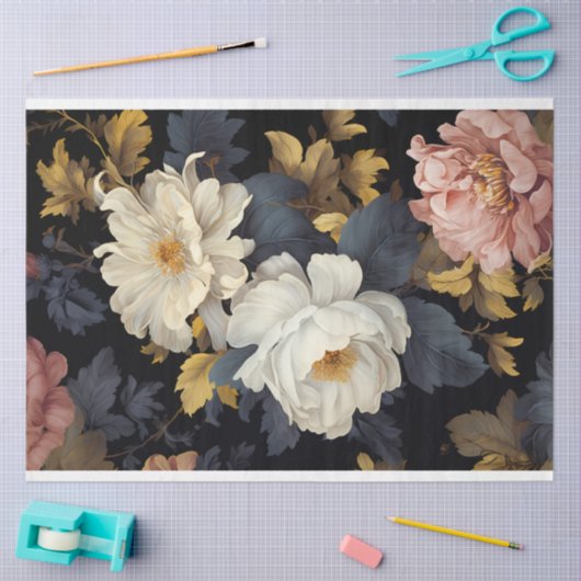  donkere bloemen tissuepapier (Craft)