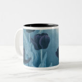 Donkere bloemen tweekleurige koffiemok (Voorkant links)